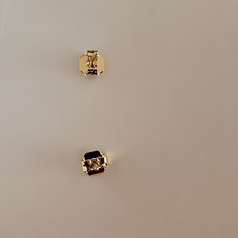 Gold Tone Earrings Criss Cross Textured Basketweave New - Picture 3 of 4
